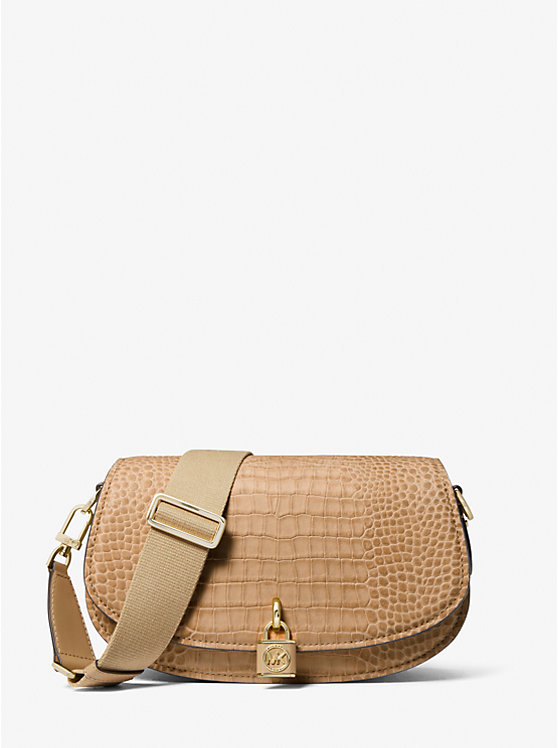 Mila Medium Crocodile Embossed Leather Messenger Bag | Michael Kors 30F3GIMM8E