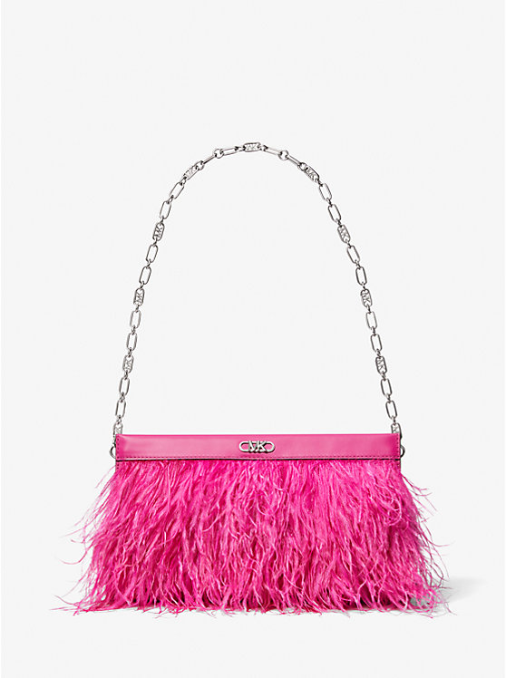 Tabitha Large Feather Embellished Leather Clutch | Michael Kors 30H3S4TC3F