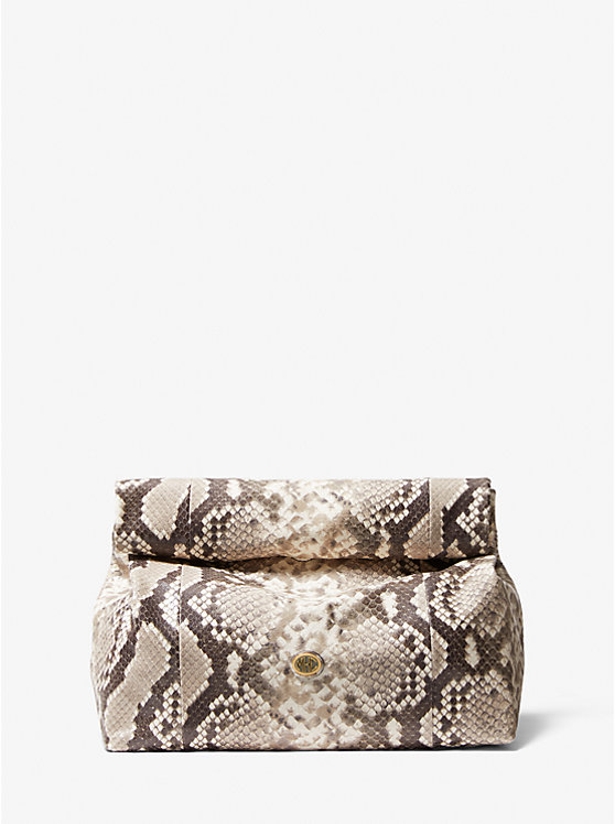 Monogramme Python Embossed Lunch Bag Clutch | Michael Kors 31S1ONOC1E