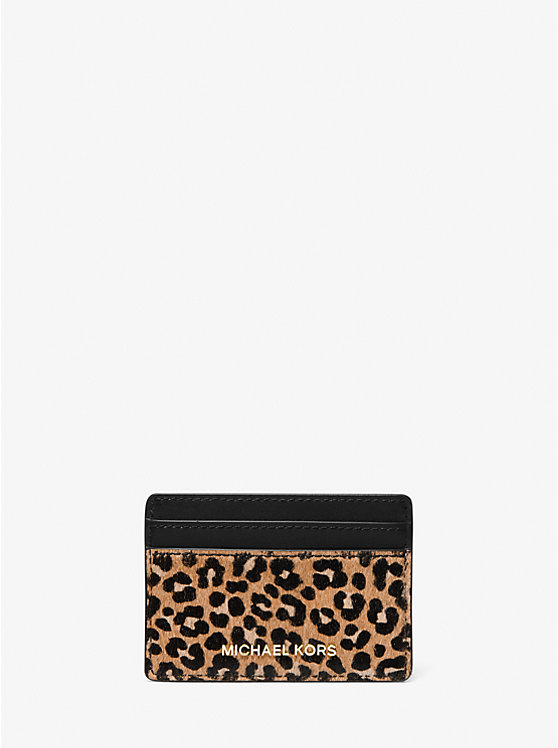 Jet Set Small Leopard Print Calf Hair Card Case | Michael Kors 32F3GJ6D5H