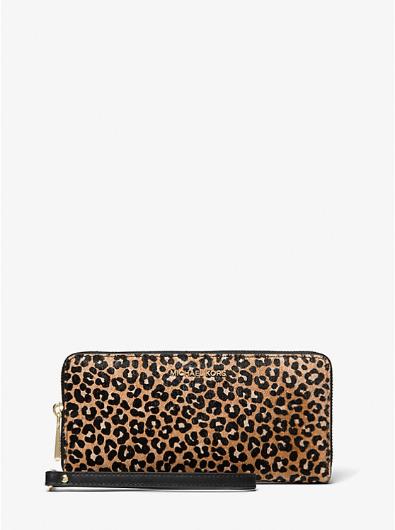 Large Leopard Print Calf Hair Continental Wallet | Michael Kors 32F3GJ6T3H