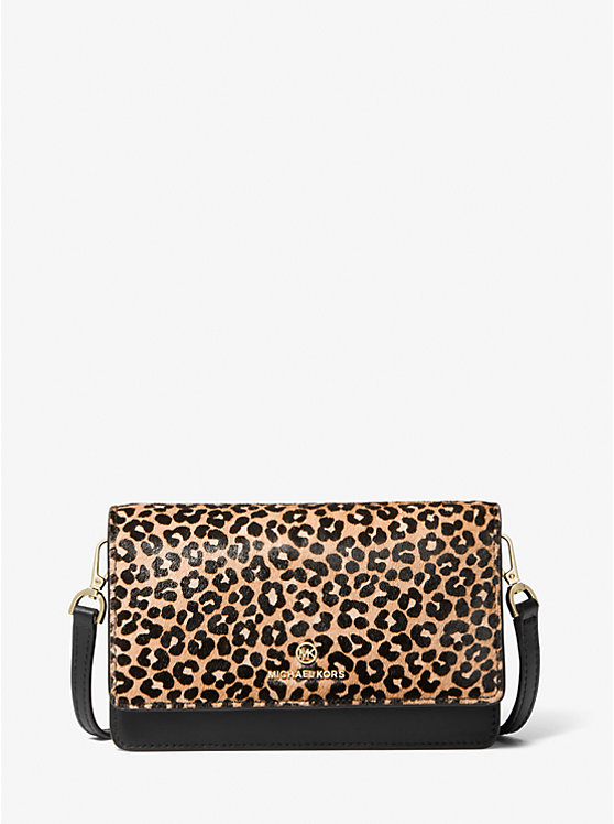 Jet Set Small Leopard Print Calf Hair Smartphone Convertible Crossbody Bag | Michael Kors 32F3GT9C5H