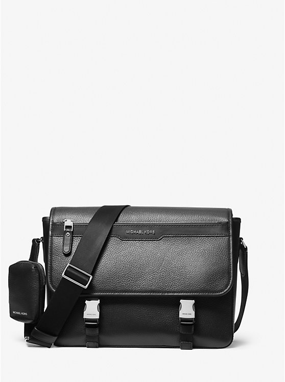 Hudson Pebbled Leather Messenger Bag with Pouch | Michael Kors 33H3LHDM6L