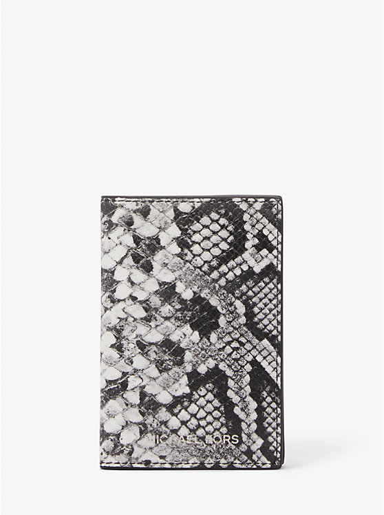 Varick Snake-Embossed Leather Bi-Fold Card Case | Michael Kors 39H3LVAD1E