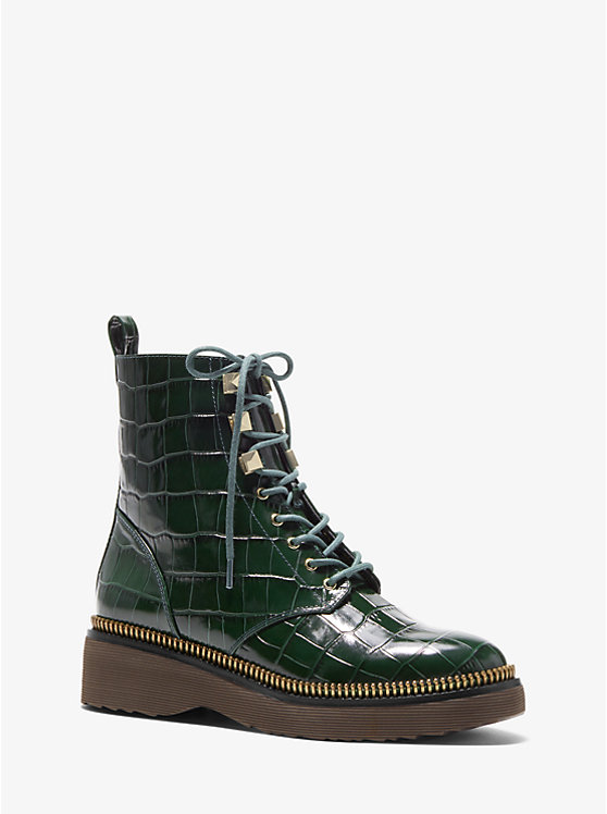 Haskell Crocodile Embossed Leather Combat Boot | Michael Kors 40F0HSFE5E
