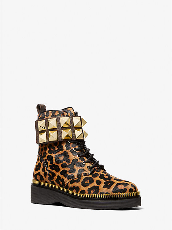 Haskell Studded Printed Calf Hair Combat Boot | Michael Kors 40F1HSFE5H