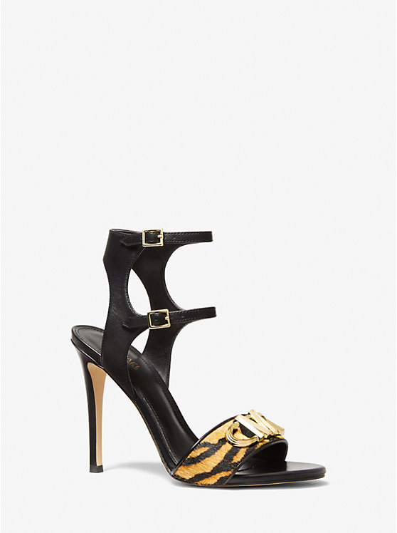 Parker Tiger Print Calf Hair and Leather Sandal | Michael Kors 40F2PKHS1H