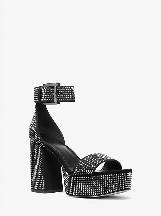 Tara Crystal Embellished Faux Suede Platform Sandal | Michael Kors 40F2TRMS2S