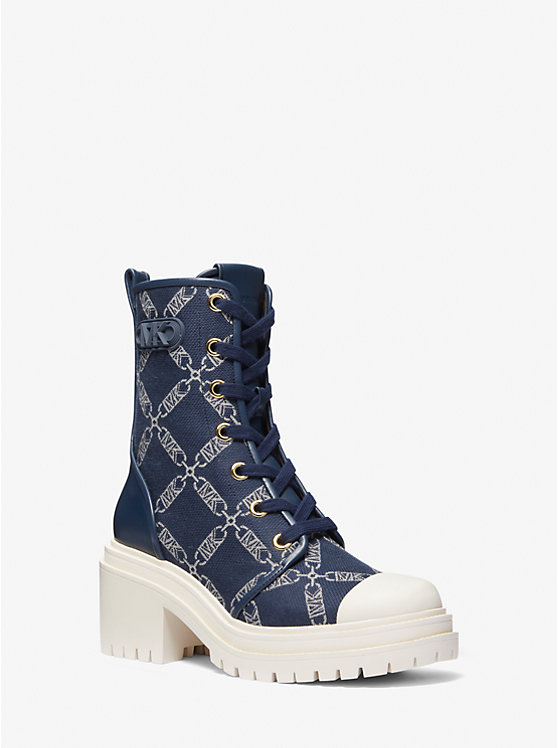 Hanley Empire Logo Jacquard Combat Boot | Michael Kors 40F3HYME6Y