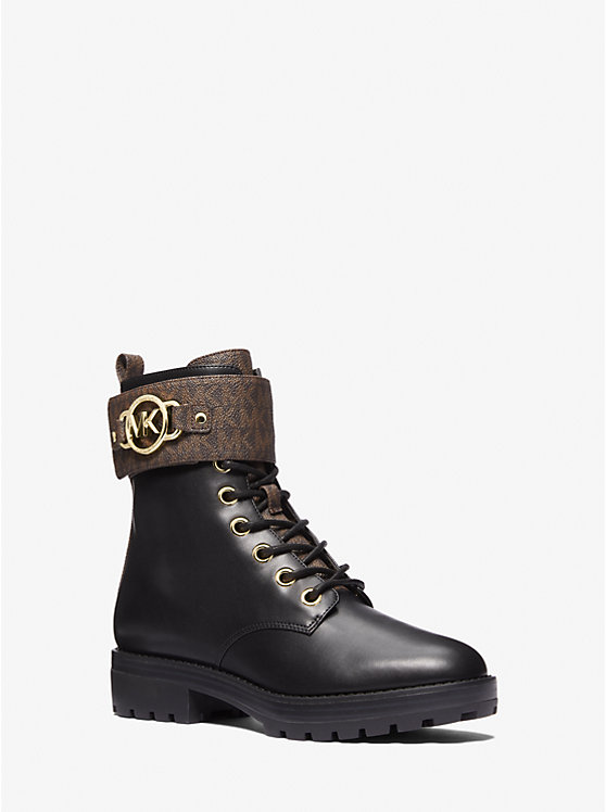 Rory Leather and Logo Combat Boot | Michael Kors 40F3ROFE1L