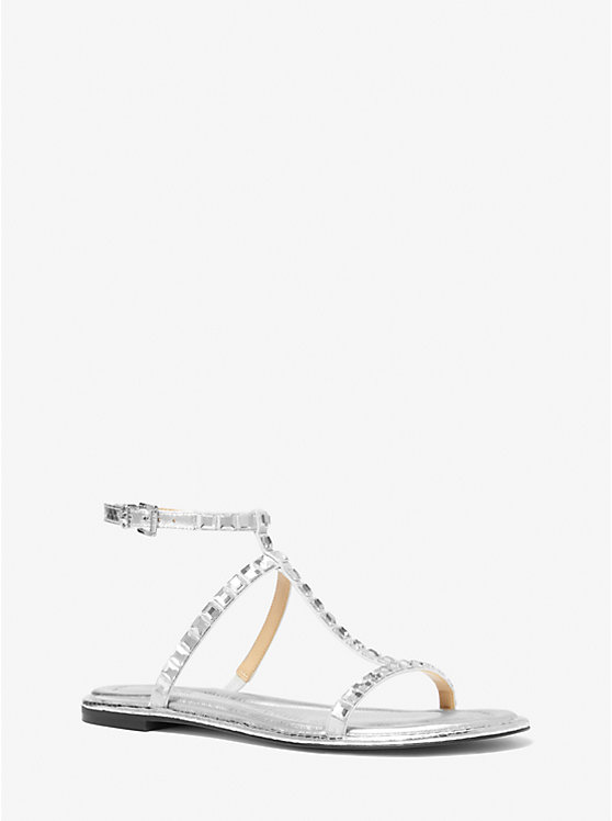 Celia Crystal Embellished Metallic Flat Sandal | Michael Kors 40H3CIFA3S