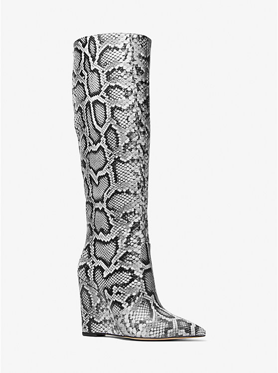 Isra Snake Embossed Leather Wedge Boot | Michael Kors 40H3ISHB5E