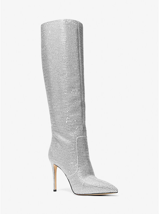 Rue Embellished Glitter Chain-Mesh Knee Boot | Michael Kors 40H3RUHB5D