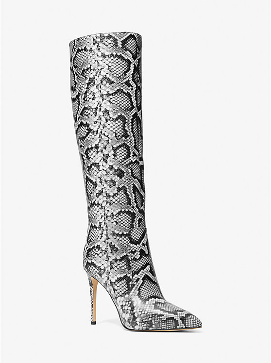 Rue Snake Embossed Leather Knee Boot | Michael Kors 40H3RUHB5E