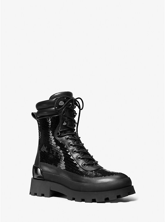 Rowan Embellished Leather Lace-Up Boot | Michael Kors 40H3RWFE6D