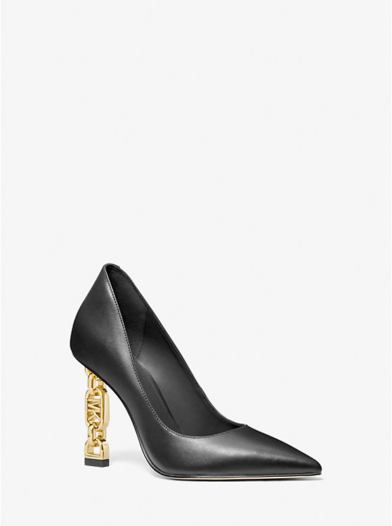 Tenley Empire Logo Embellished Leather Pump | Michael Kors 40H3TYHP1L