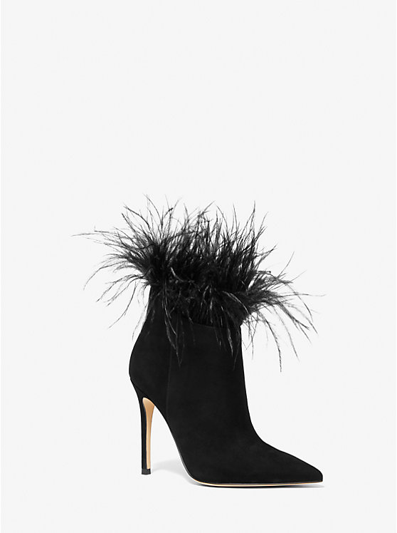 Whitby Feather Trim Suede Ankle Boot | Michael Kors 40H3WBFE5S