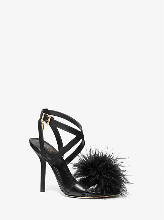 Whitby Feather Trim Leather Sandal | Michael Kors 40H3WBHS1L