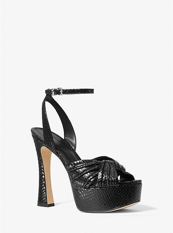 Selena Snake Embossed Leather Platform Sandal | Michael Kors 40R2SLHS1E