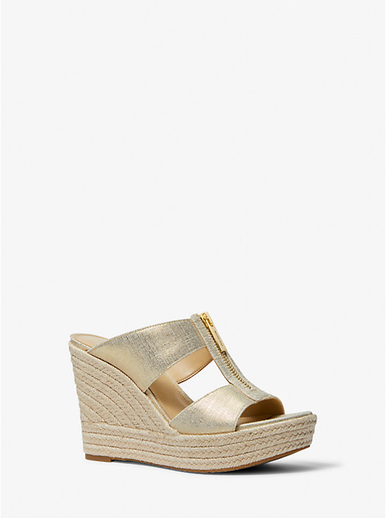 Bradley Metallic Canvas Wedge Sandal | Michael Kors 40S3BYMS2D