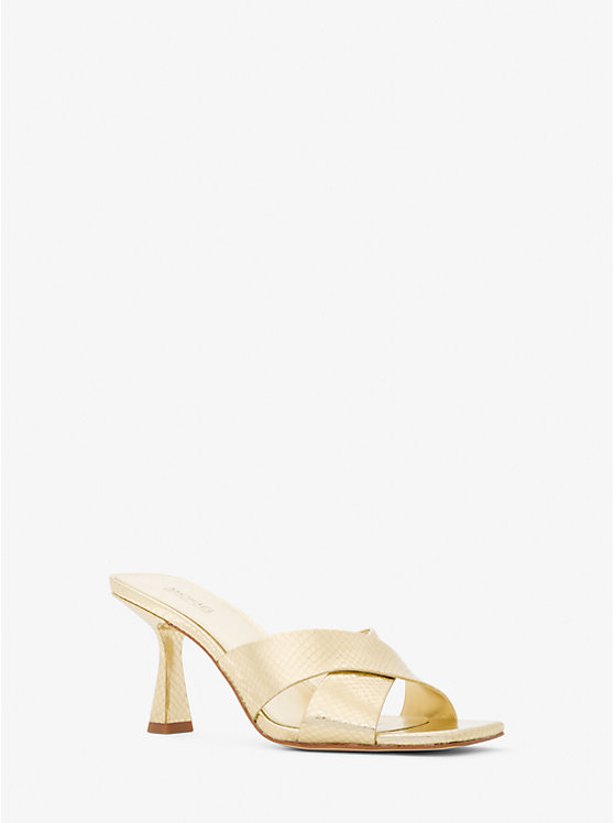 Clara Metallic Snake Embossed Leather Mule | Michael Kors 40S3CLMS1M