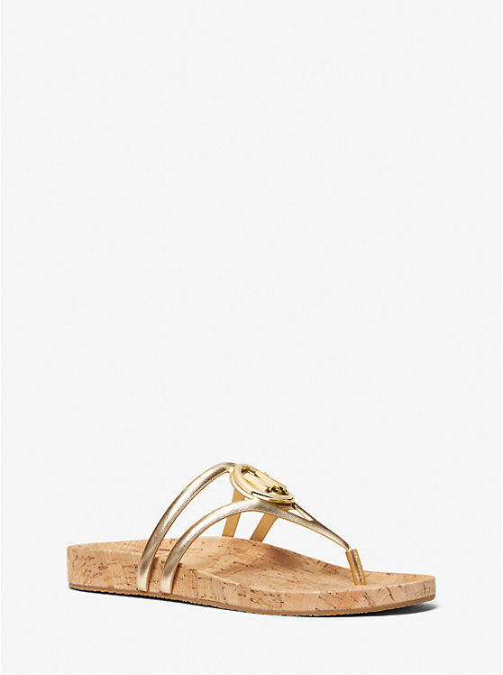 Hampton Metallic Leather Sandal | Michael Kors 40S3HMFS2M