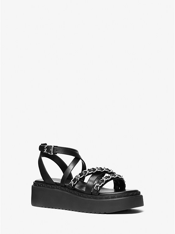 Issa Embellished Leather Flatform Sandal | Michael Kors 40S3ISFS1L