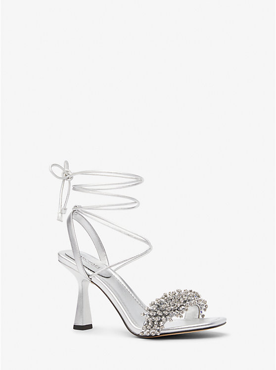 Lucia Embellished Metallic Leather Sandal | Michael Kors 40S3LCHS1M