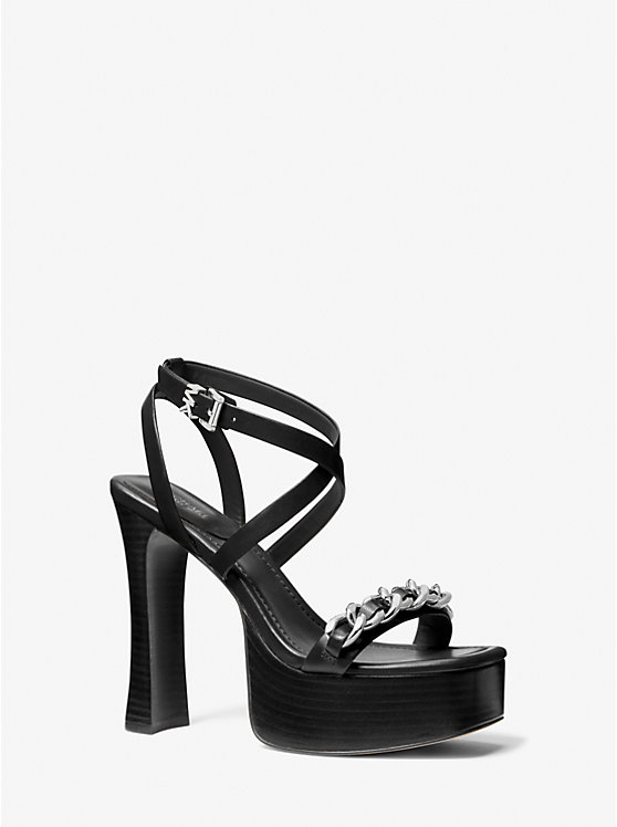 Paola Chain Embellished Leather Platform Sandal | Michael Kors 40S3PLHS1L