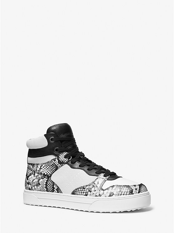 Barett Snake Embossed Leather High-Top Sneaker | Michael Kors 42H3BRFE8L