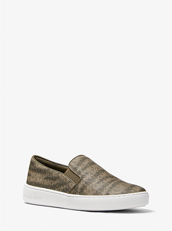 Keaton Animal Logo Print Leather Slip-On Sneaker | Michael Kors 43F2KTFP1B