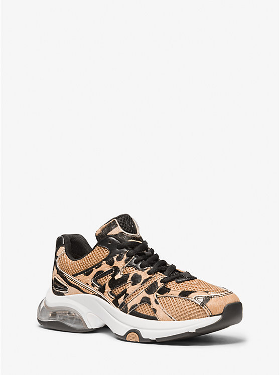 Kit Extreme Mesh and Leopard Print Calf Hair Trainer | Michael Kors 43F3KIFS6D