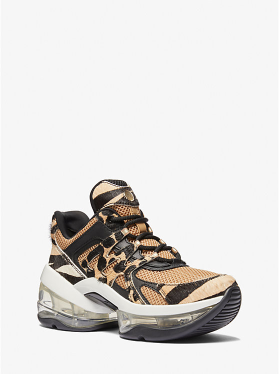 Olympia Sport Extreme Printed Calf Hair and Mesh Trainer | Michael Kors 43F3OLFS7D