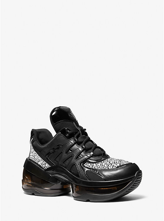 Olympia Sport Extreme Embellished Leather Trainer | Michael Kors 43H3OLFS1D