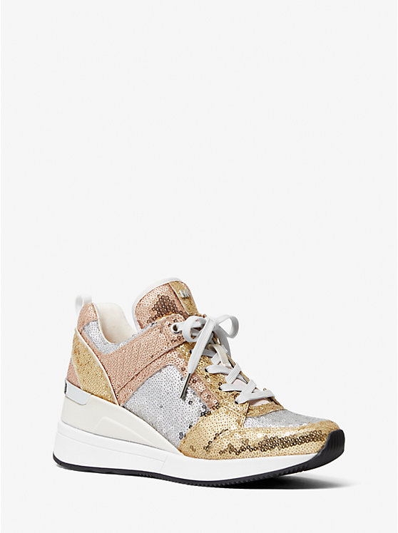 Georgie Color-Block Sequined Canvas Trainer | Michael Kors 43R2GEFS5D