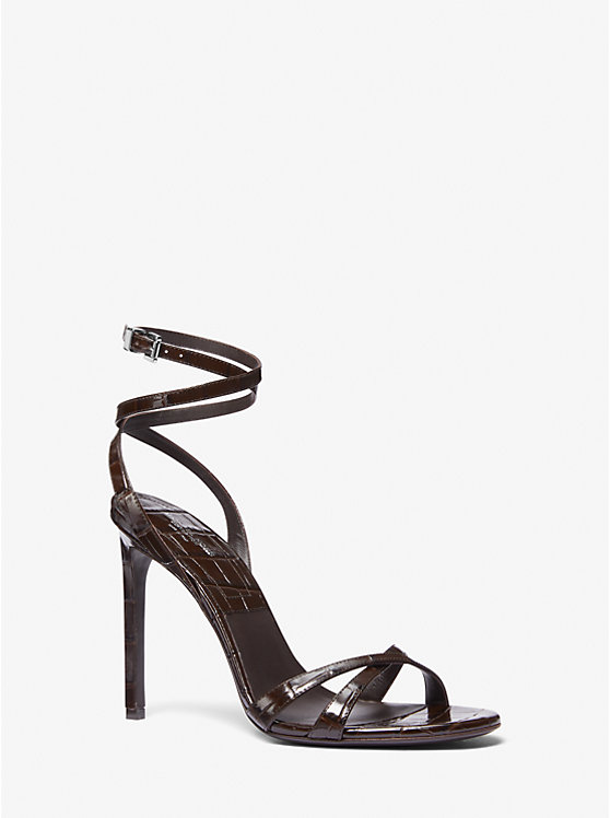 Chrissy Crocodile Embossed Leather Sandal | Michael Kors 46F3HRHA2C