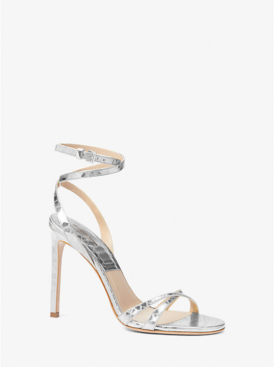 Chrissy Metallic Python Embossed Leather Sandal | Michael Kors 46S3HRHA2M