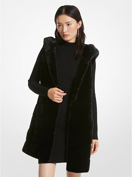 Quilted Faux Fur Hooded Vest | Michael Kors 77C1272M52