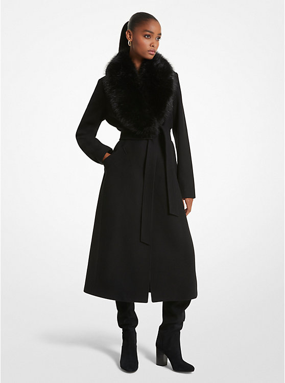 Faux Fur Trim Wool Blend Coat | Michael Kors 77C6209M12