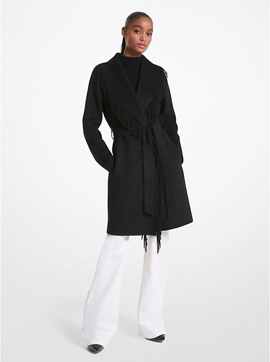 Fringe Wool Blend Belted Coat | Michael Kors 77C6339M22