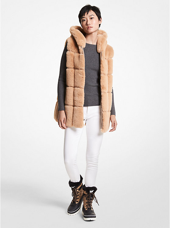 Quilted Faux Fur Hooded Vest | Michael Kors 77F1153M52