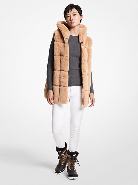 Quilted Faux Fur Hooded Vest | Michael Kors 77Q1153M52