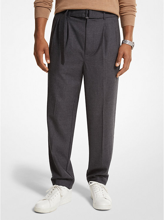 Stretch Wool Flannel Belted Trousers | Michael Kors CF3301B37F