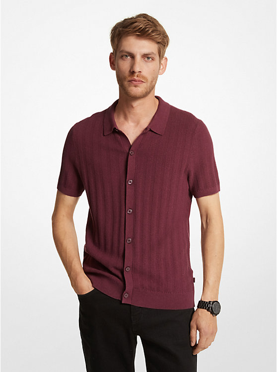 Textured Cotton Blend Shirt | Michael Kors CF3608F8PD