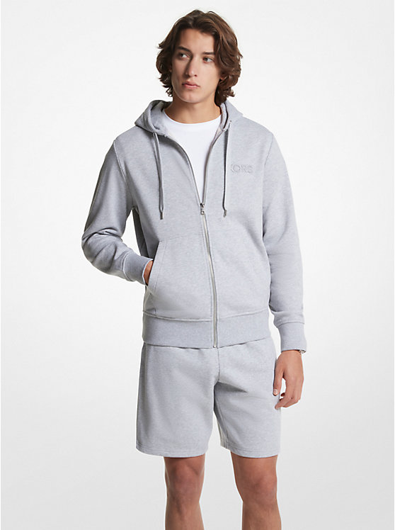 Embroidered Logo Cotton Terry Zip-Up Hoodie | Michael Kors CR150KP4NF
