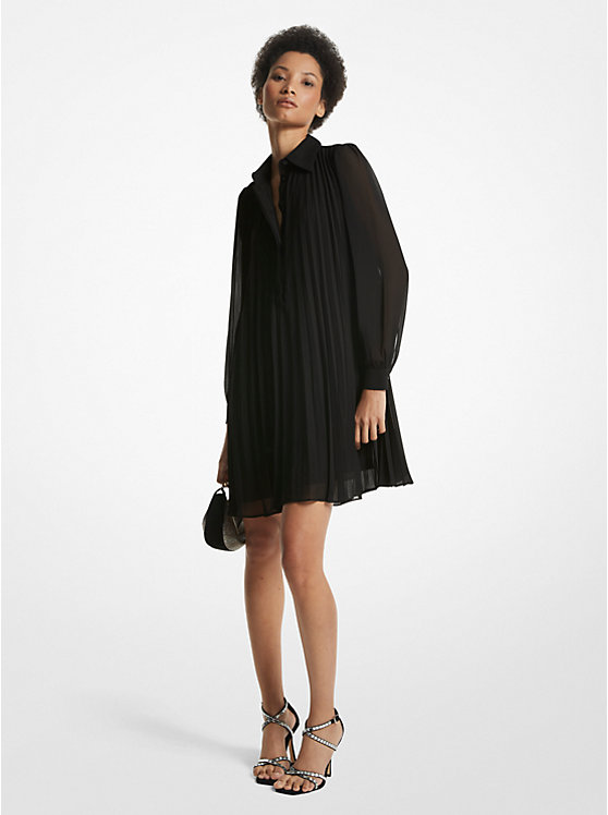 Georgette Pleated Shirtdress | Michael Kors MF180PR7R3