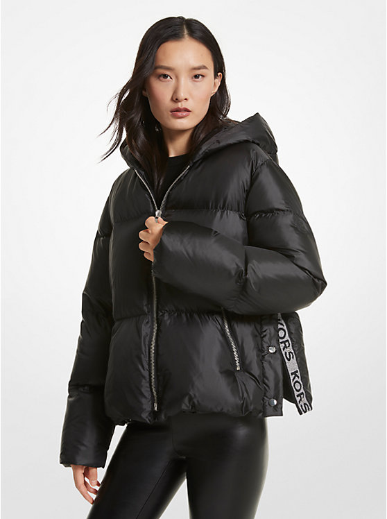 Metallic Ciré Logo Tape Puffer Jacket | Michael Kors MF220793SB