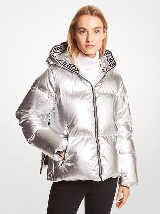 Metallic Ciré Logo Tape Puffer Jacket | Michael Kors MF2207977T