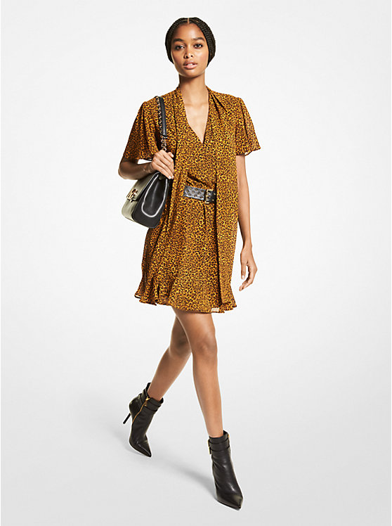 Leopard Print Georgette Dress | Michael Kors MF2818S6S2