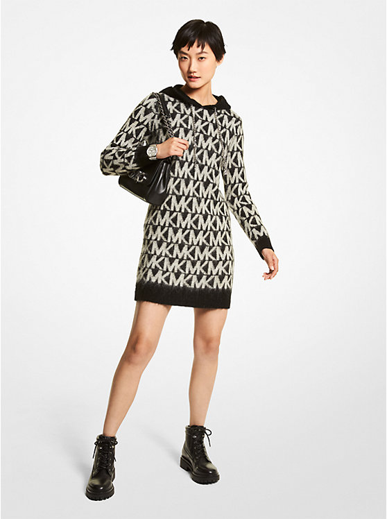 Logo Brushed Knit Hoodie Dress | Michael Kors MF281DJ70N